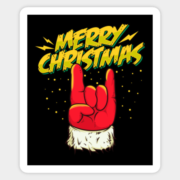 Merry Christmas Rock On Rock N Roll Christmas Sticker TeePublic